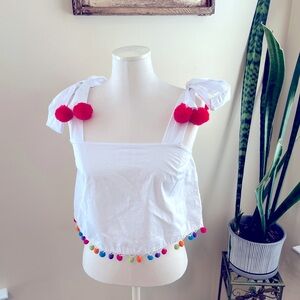 Sugarlips Milagro Tie Strap Pom Pom Crop Top (XS)